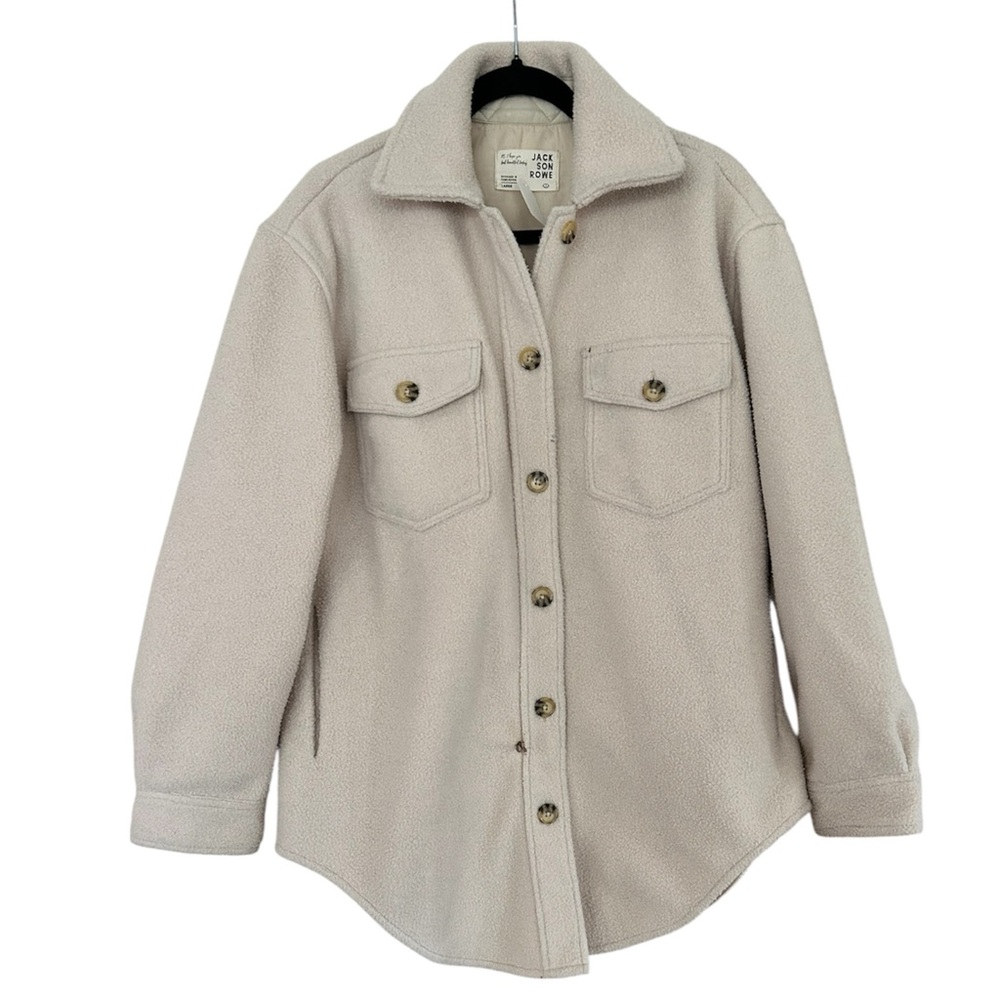 Jackson Rowe Soft Fleece Shirt Jacket in Light Cream Sz large